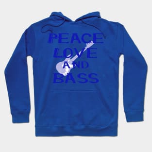 Peace love and bass guitar in blue Hoodie